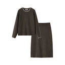 Semir Women Knit Set Color Block Two Piece Design Soft Touch Straight Skirt 2026 Winter Coordinated Look Everyday Style