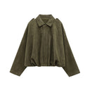 HH Autumn Women Loose Casual Oversize Jacket Vintage Solid Long Sleeve Zipper Suede Coat New Fashion Female Y2K Streetwear