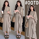 2025 New Style Maternity Two Piece Set for Spring and Autumn French Lazy High-End Sense Shawl Knitted Dress Outfit