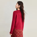 SENTUBILA Women's Glossy Coral Fleece Sweater Pullovers 2026 Autumn Hollow Round Neck Jumpers Soft Elegant Female Top W53EE3755