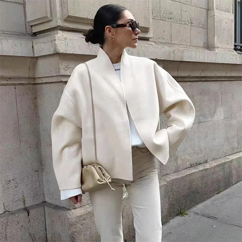 Women's Autumn Coat Fashion Beautiful Loose Temperament Women's Jacket Cardigan Coat Temperament Long Sleeve Short Woolen Coat