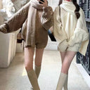 Women's Solid Color Knitted Three Piece Set Lazy Style Pullover Sweater Shorts Scarf 3 Piece Sets Knitwear Female Clothing New