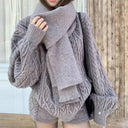 Women's Solid Color Knitted Three Piece Set Lazy Style Pullover Sweater Shorts Scarf 3 Piece Sets Knitwear Female Clothing New