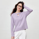 SENTUBILA Women's Glossy Coral Fleece Sweater Pullovers 2026 Autumn Hollow Round Neck Jumpers Soft Elegant Female Top W53EE3755
