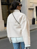 Women's Autumn Coat Fashion Beautiful Loose Temperament Women's Jacket Cardigan Coat Temperament Long Sleeve Short Woolen Coat