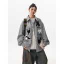Women Plaid Long Sleeve Shirt Cat Embroidery Loose Casual Sun  Blouse Thin Breathable Shacket Tops