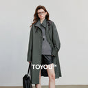 TOYOUTH Women Trench Coat 2025 Autumn New Barn Style Stand Up Collar Lightweight Mid Length Windbreaker Jacket
