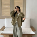 Women's Loose Short Trench Coat Solid Stand Collar Double Breasted Cropped Windbreaker 2026 New Autumn Casual Lady Trench Coats