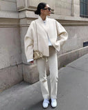 Women's Autumn Coat Fashion Beautiful Loose Temperament Women's Jacket Cardigan Coat Temperament Long Sleeve Short Woolen Coat