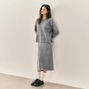 Semir Women Knit Set Color Block Two Piece Design Soft Touch Straight Skirt 2026 Winter Coordinated Look Everyday Style