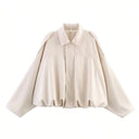 HH Autumn Women Loose Casual Oversize Jacket Vintage Solid Long Sleeve Zipper Suede Coat New Fashion Female Y2K Streetwear