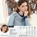 I BELIEVE YOU Women's Pullover 2025 Winter Elegant Geometric Jacquard Round Neck Long Sleeve Top Loose Soft Sweater 2254126084