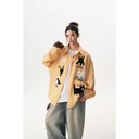 Women Plaid Long Sleeve Shirt Cat Embroidery Loose Casual Sun  Blouse Thin Breathable Shacket Tops