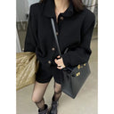 Two-piece Sweater Women's Temperament in Autumn and Winter 2025 Polo Neck Sweater High Waist Casual Shorts Suit