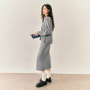 Semir Women Knit Set Color Block Two Piece Design Soft Touch Straight Skirt 2026 Winter Coordinated Look Everyday Style