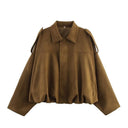 MUJER Faux Suede Bomber Jackets for Women Zip Oversized Jacket Woman Outerwears Padded Varsity Jackets Streetwear Women's Coats