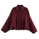 HH Autumn Women Loose Casual Oversize Jacket Vintage Solid Long Sleeve Zipper Suede Coat New Fashion Female Y2K Streetwear