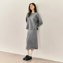 Semir Women Knit Set Color Block Two Piece Design Soft Touch Straight Skirt 2026 Winter Coordinated Look Everyday Style