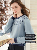 I BELIEVE YOU Women's Pullover 2025 Winter Elegant Geometric Jacquard Round Neck Long Sleeve Top Loose Soft Sweater 2254126084