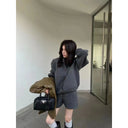 Two-piece Sweater Women's Temperament in Autumn and Winter 2025 Polo Neck Sweater High Waist Casual Shorts Suit